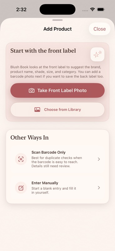 Blush Book add product flow