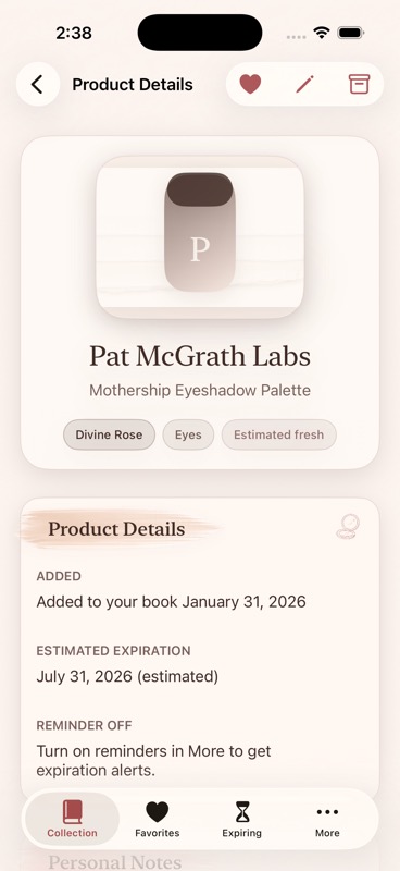 Blush Book product detail screen